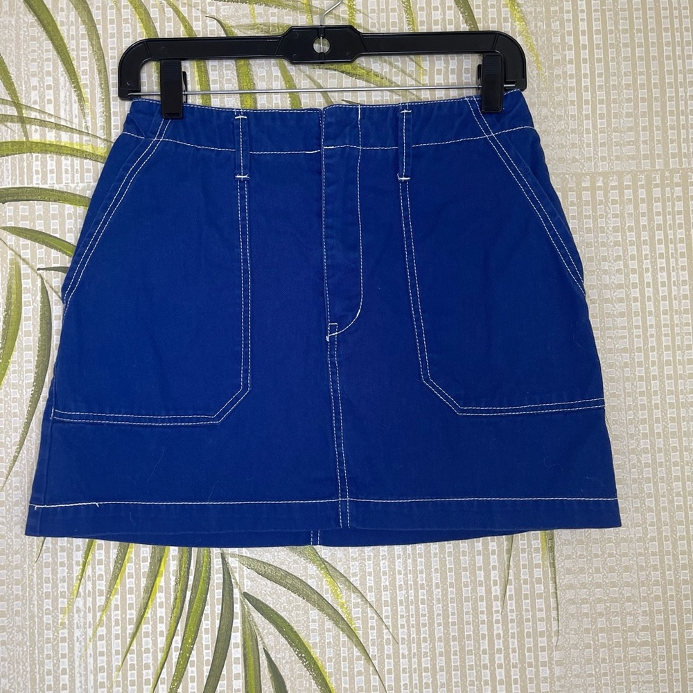wild fable Blue Denim Mini Skirt white stitching Size 2